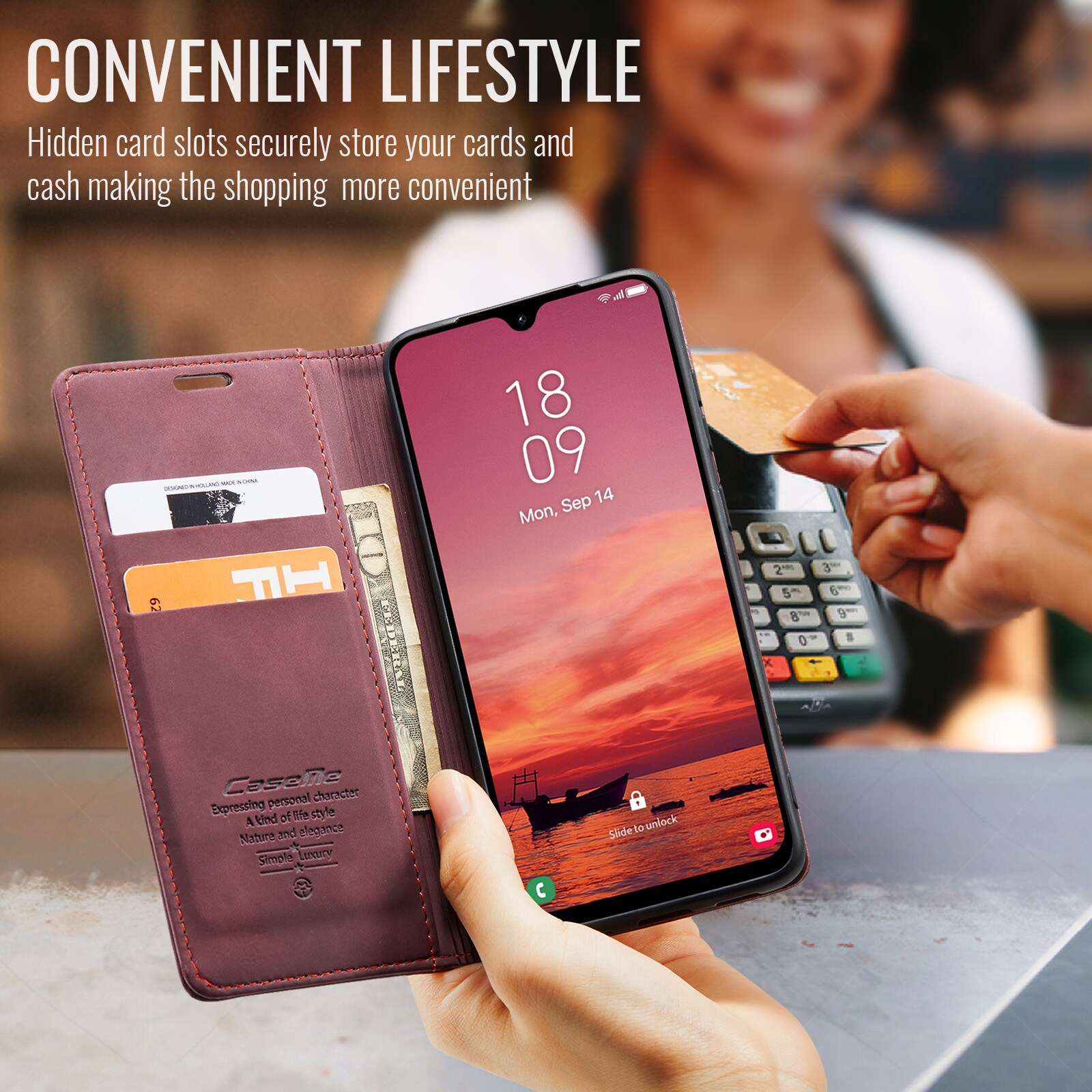 Samsung Galaxy A17 Slankt pungetui, Rød