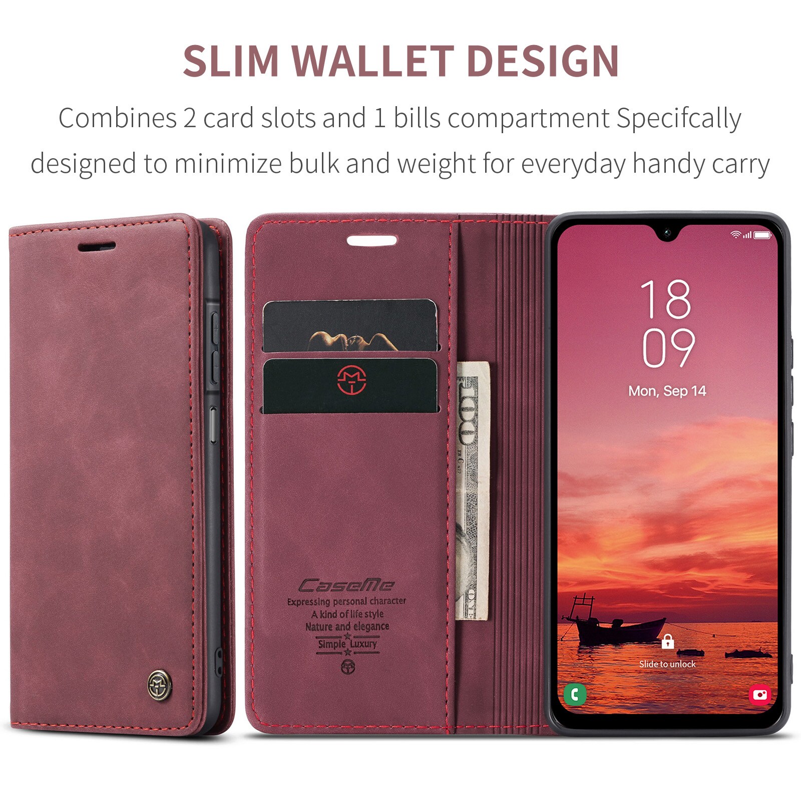 Samsung Galaxy A17 Slankt pungetui, Rød