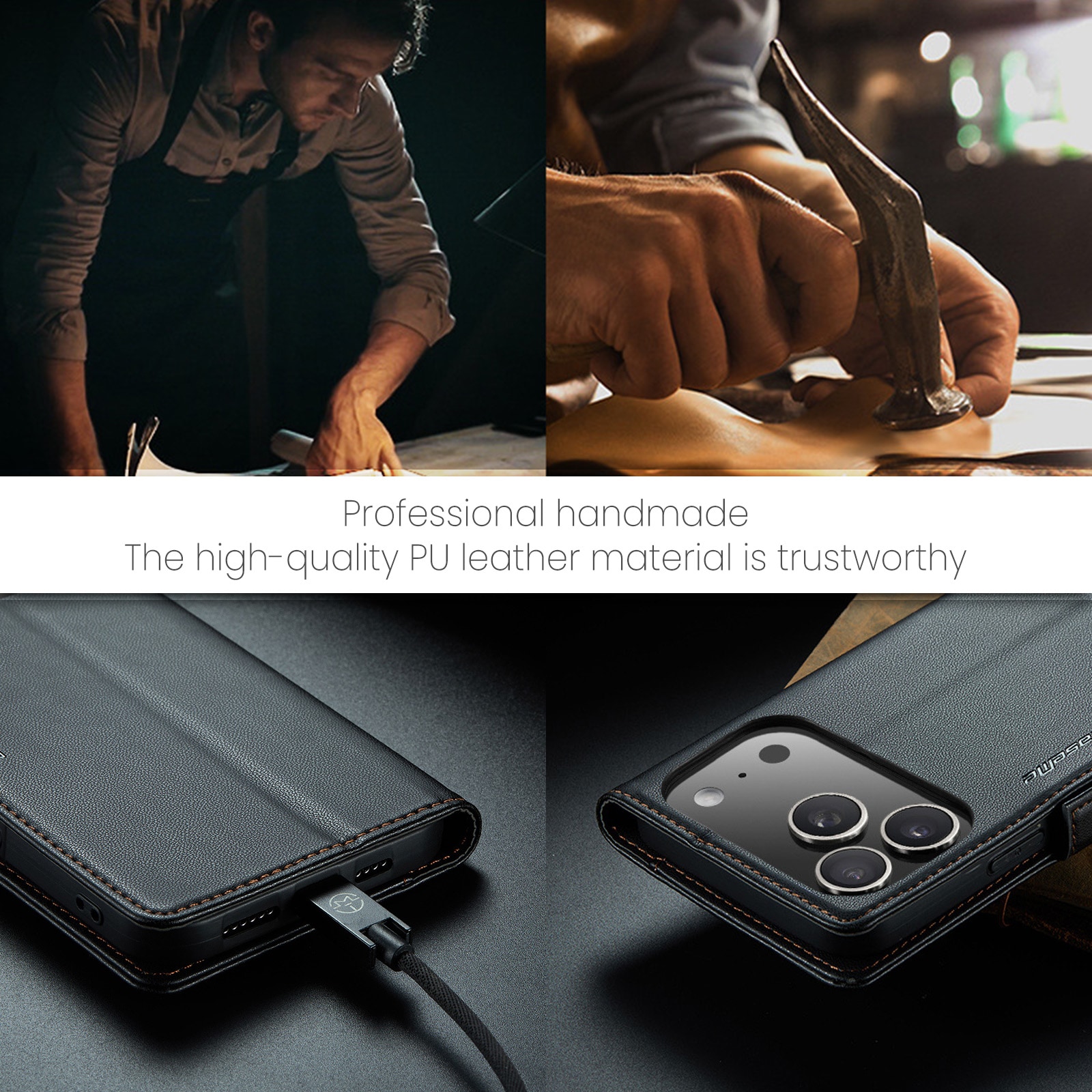 iPhone 17 Pro Max Slankt RFID-pungetui, Sort