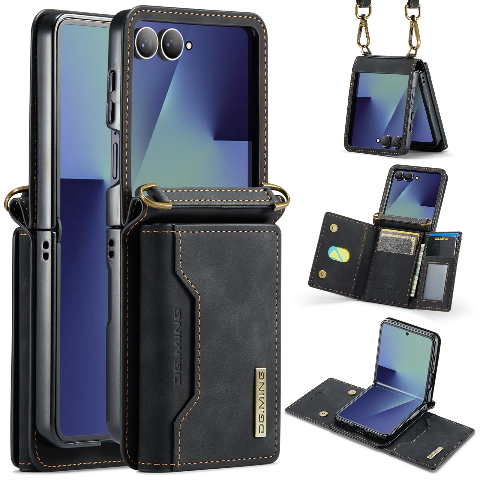 Samsung Galaxy Z Flip 7 Cover med indbygget pung, Sort