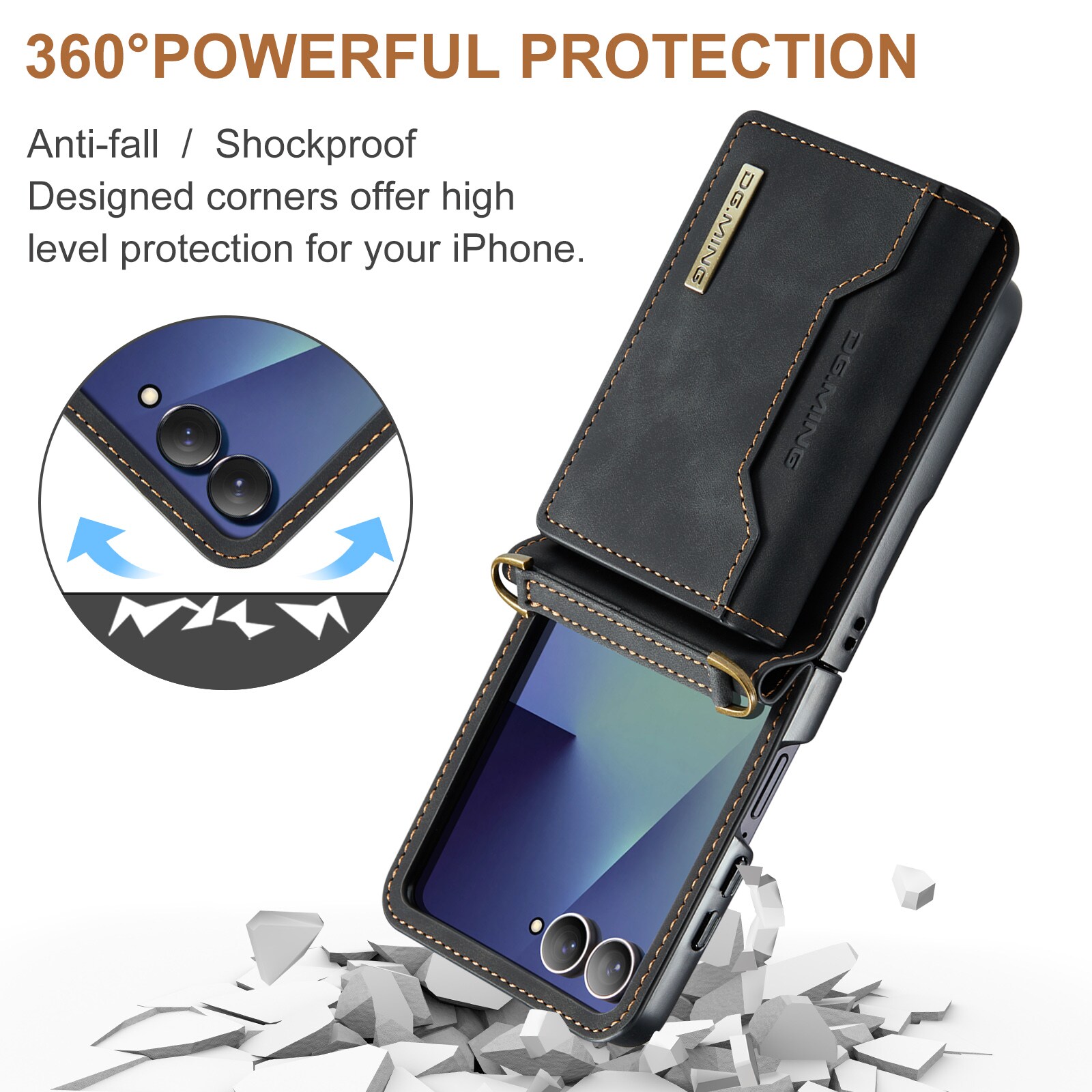Samsung Galaxy Z Flip 7 Cover med indbygget pung, Sort