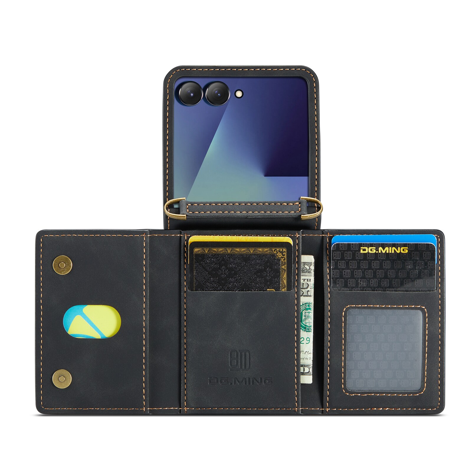 Samsung Galaxy Z Flip 7 Cover med indbygget pung, Sort
