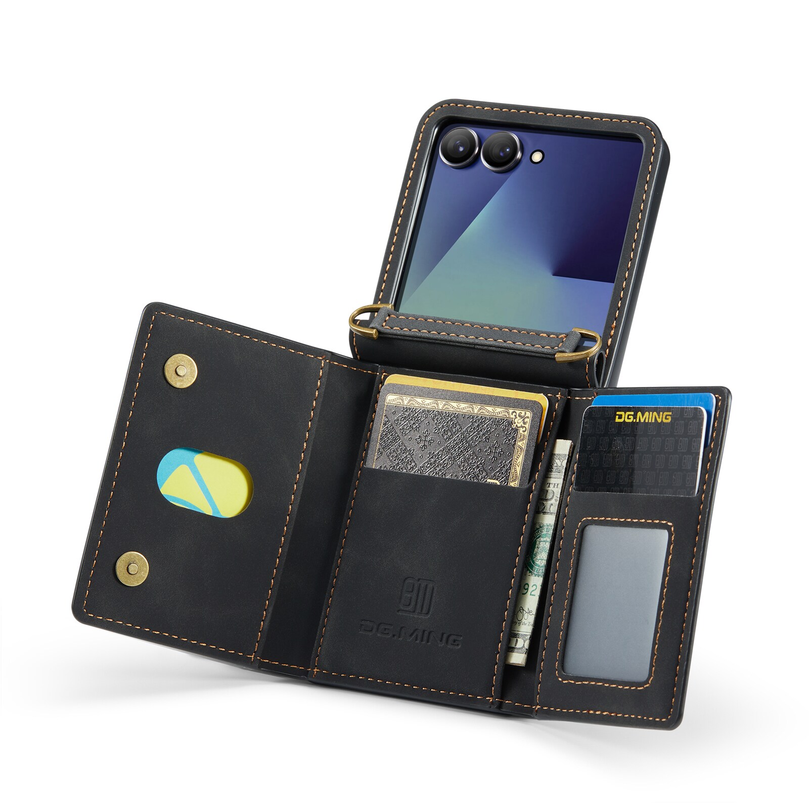 Samsung Galaxy Z Flip 7 Cover med indbygget pung, Sort