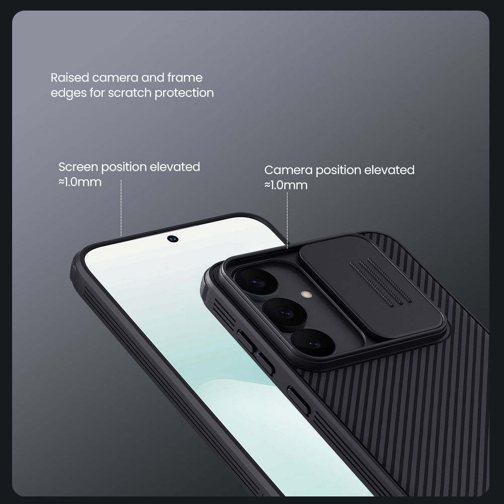 Samsung Galaxy S25 FE Cover med kamerabeskyttelse - CamShield, Sort