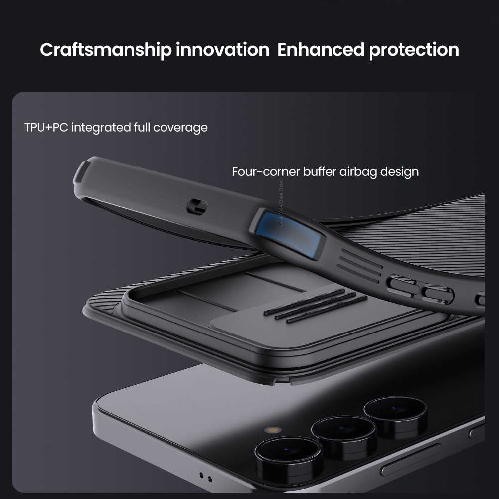 Samsung Galaxy S25 FE Cover med kamerabeskyttelse - CamShield, Sort