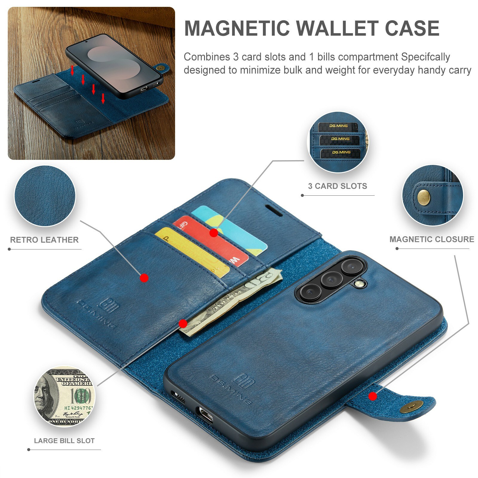 Samsung Galaxy S25 FE Pungetui med aftageligt cover, Blue