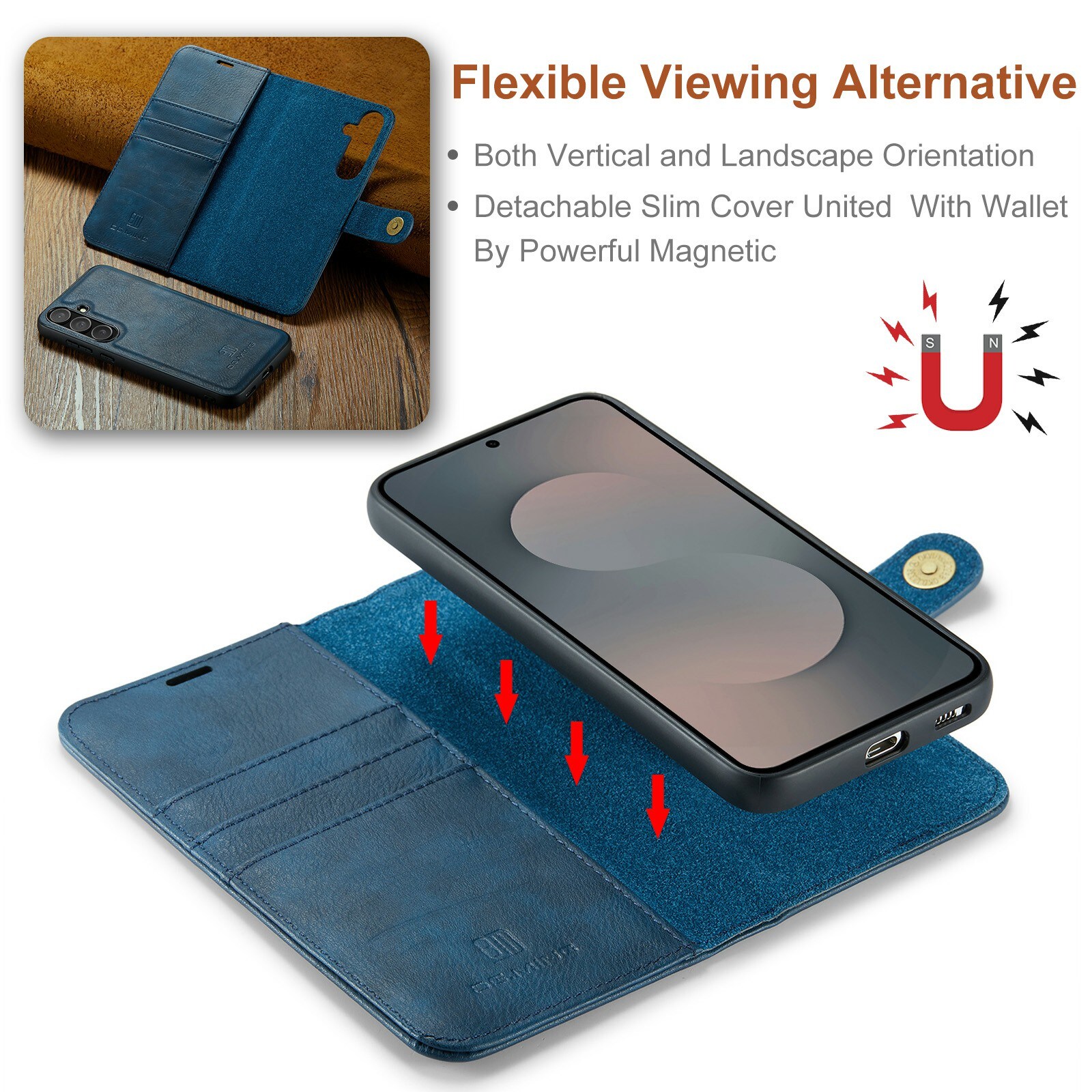 Samsung Galaxy S25 FE Pungetui med aftageligt cover, Blue