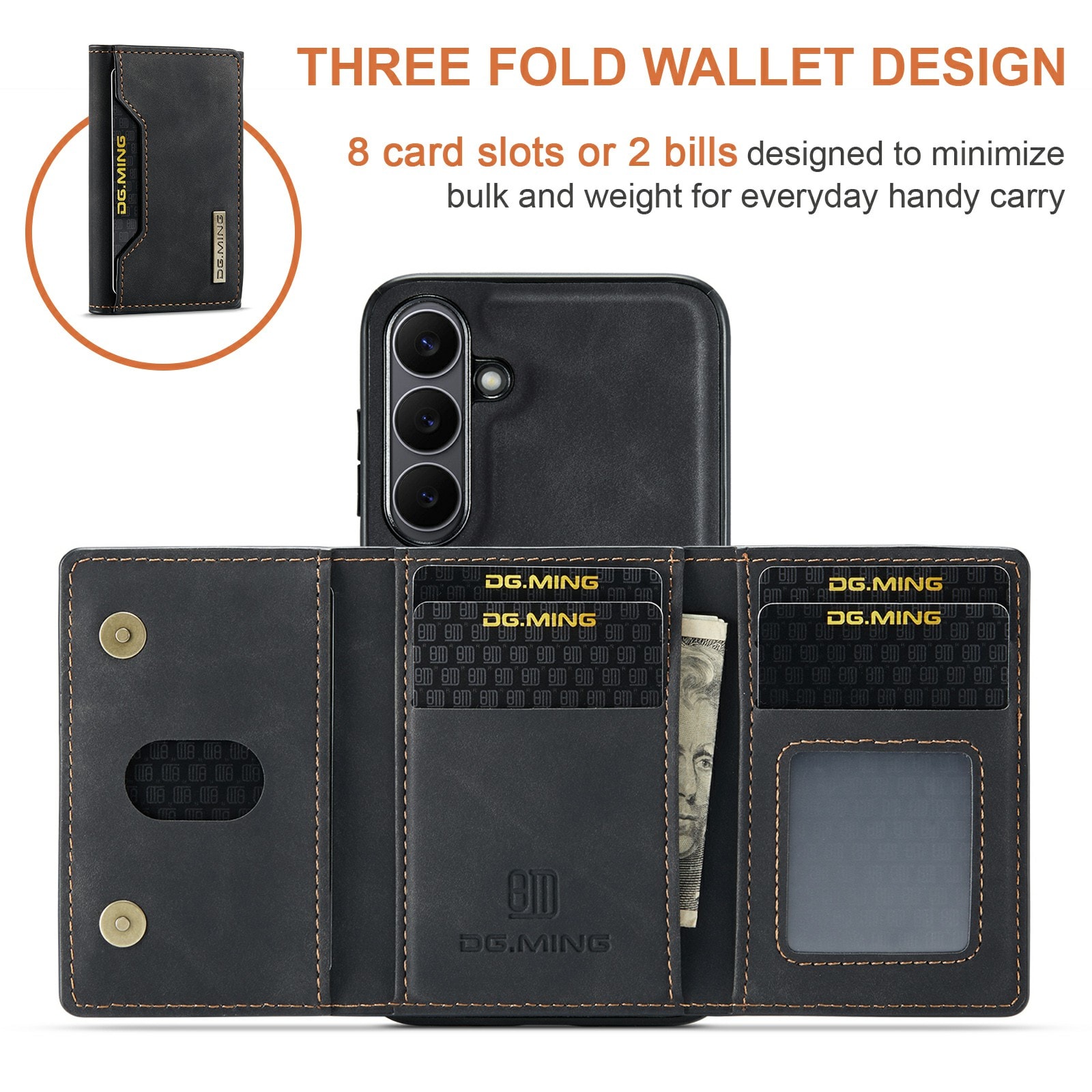Samsung Galaxy S25 FE Cover med aftagelig pung, Sort