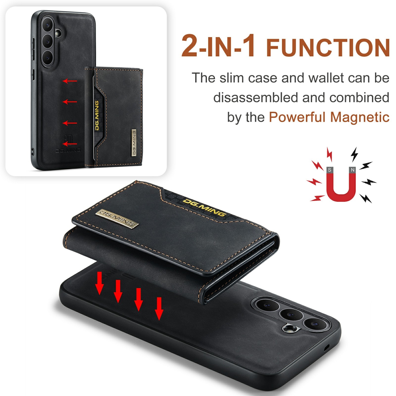 Samsung Galaxy S25 FE Cover med aftagelig pung, Sort