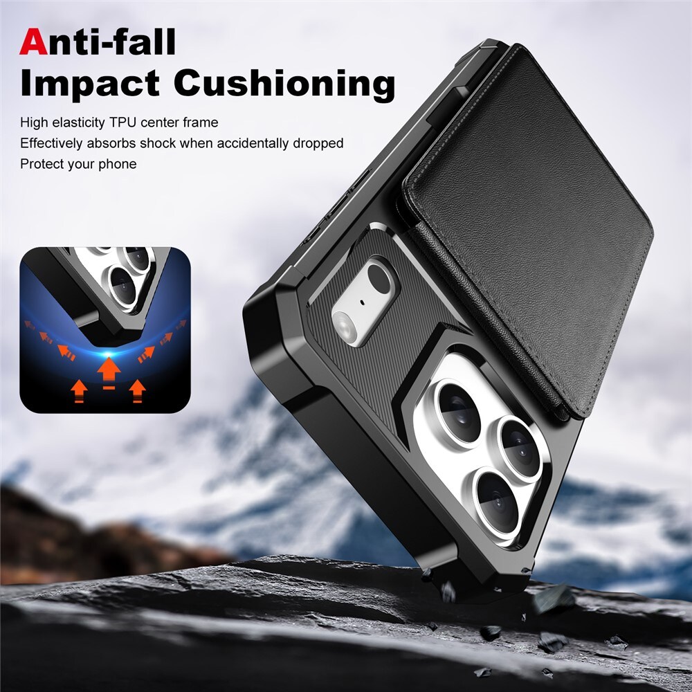 MalliPhone 17 Pro Max Stilrent Mobilcover med Pung, Sort