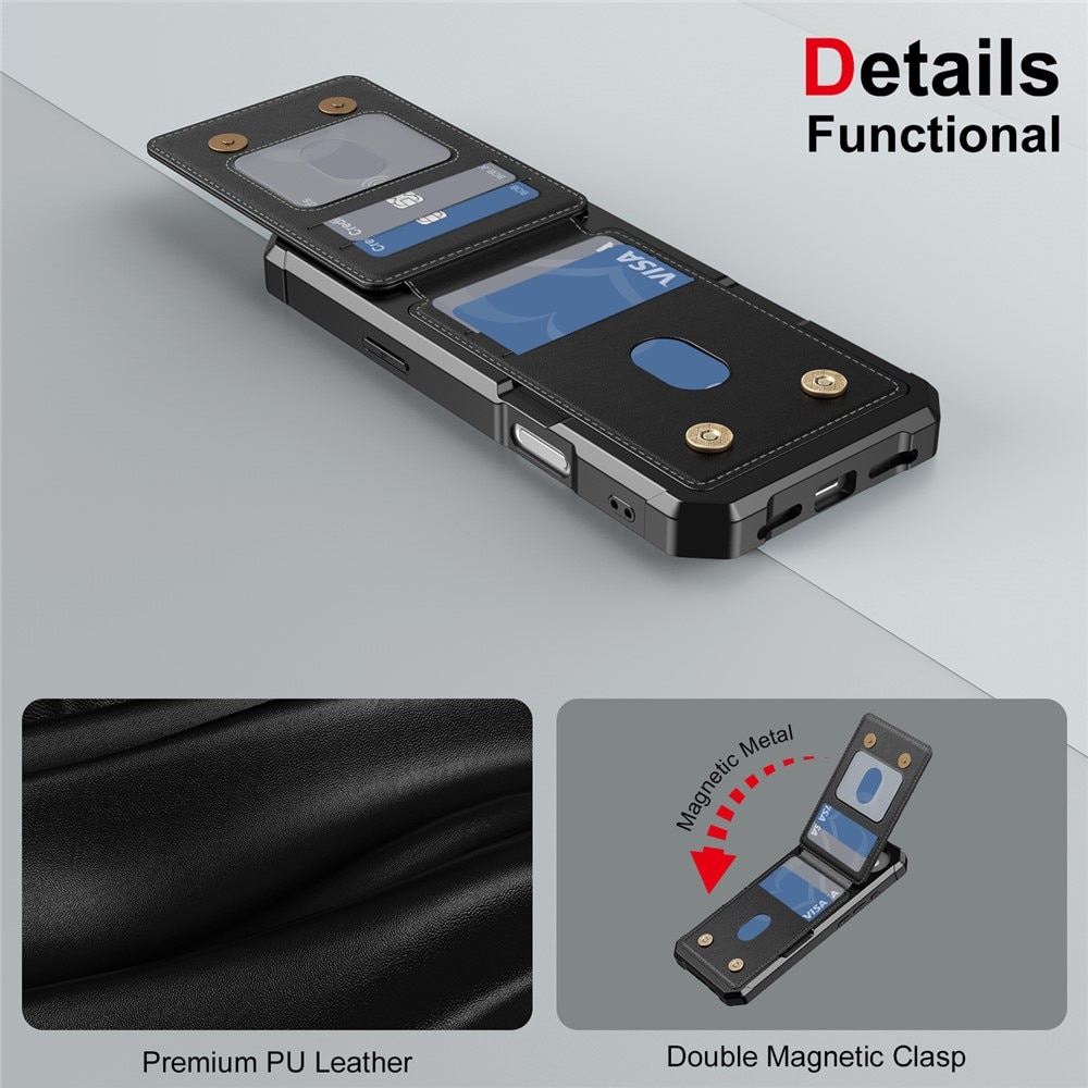 MalliPhone 17 Pro Max Stilrent Mobilcover med Pung, Sort