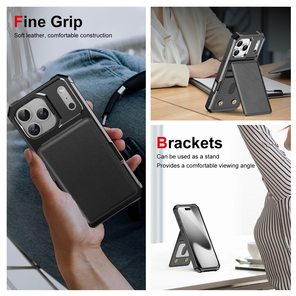 MalliPhone 17 Pro Max Stilrent Mobilcover med Pung, Sort