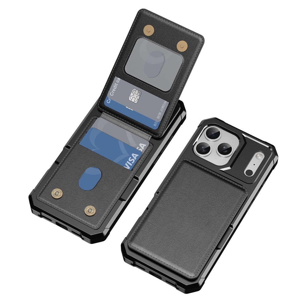 MalliPhone 17 Pro Stilrent Mobilcover med Pung, Sort