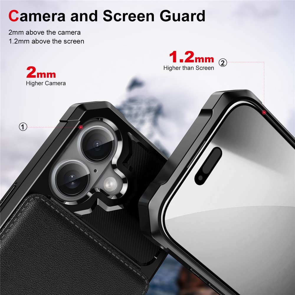 MalliPhone 17 Pro Max Stilrent Mobilcover med Pung, Sort