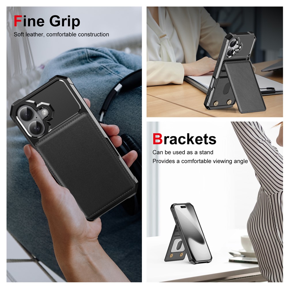 MalliPhone 17 Pro Max Stilrent Mobilcover med Pung, Sort