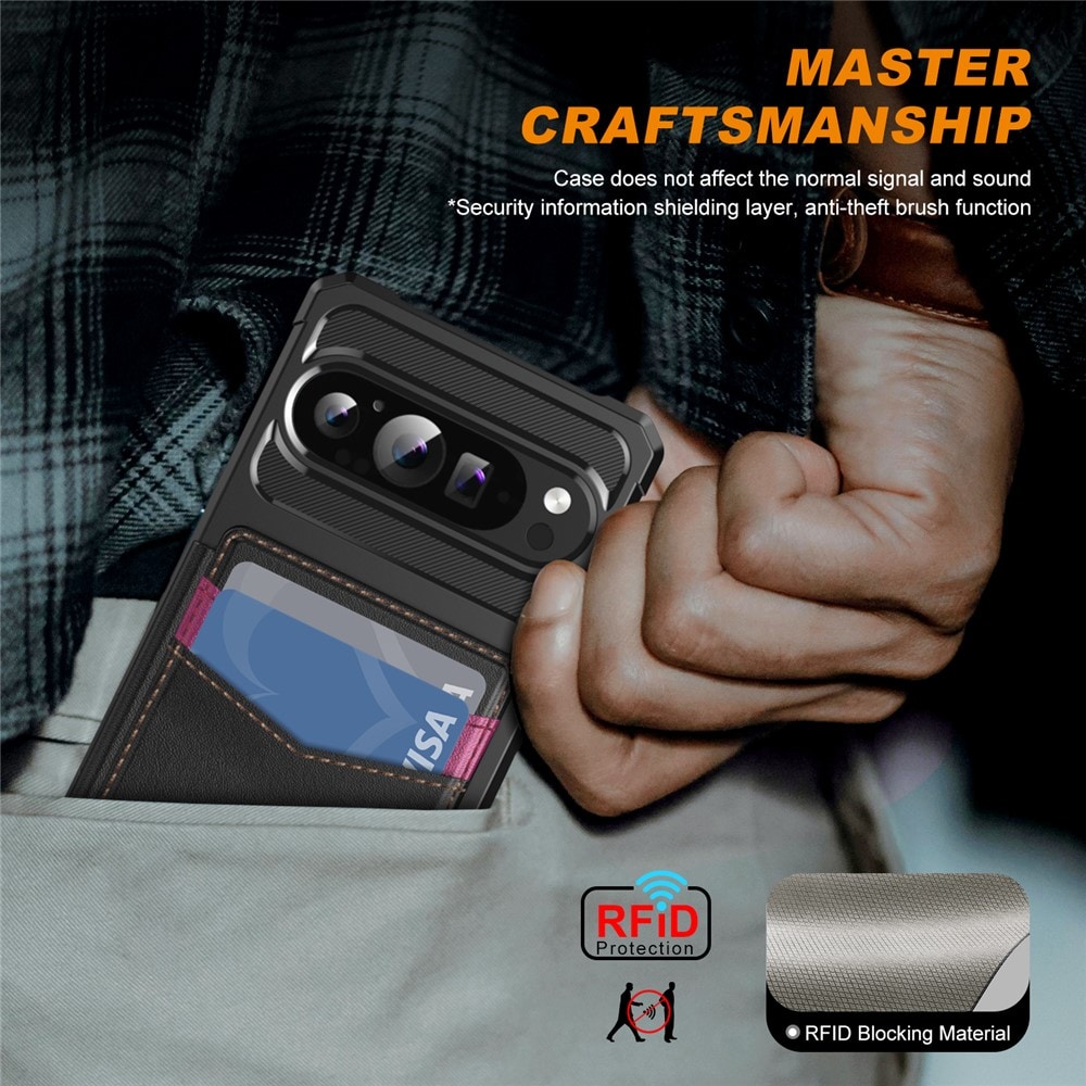 Google Pixel 10 Pro Mobilcover med RFID-Pung, Sort