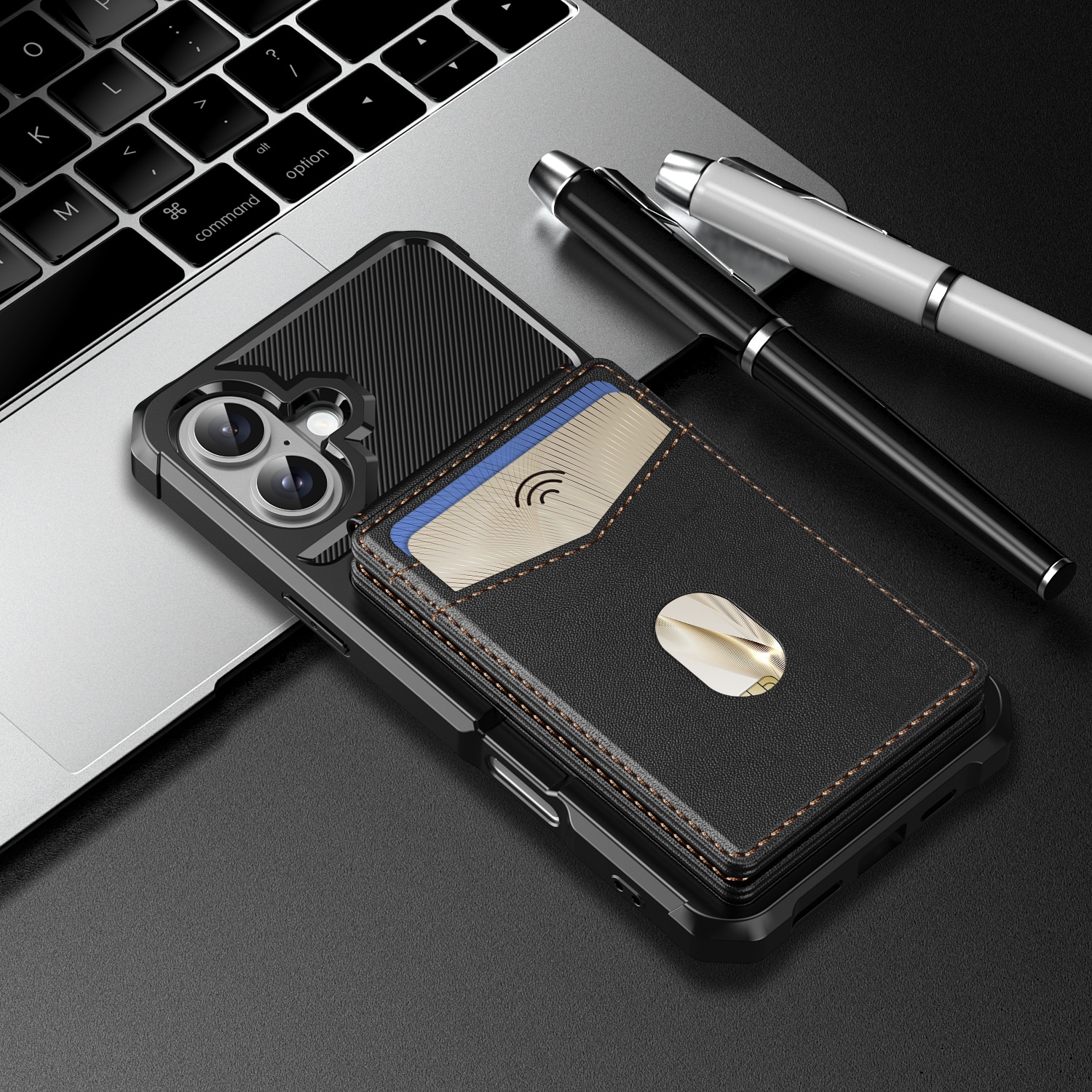iPhone 17 Magnetisk mobilcover med aftagelig pung, Sort