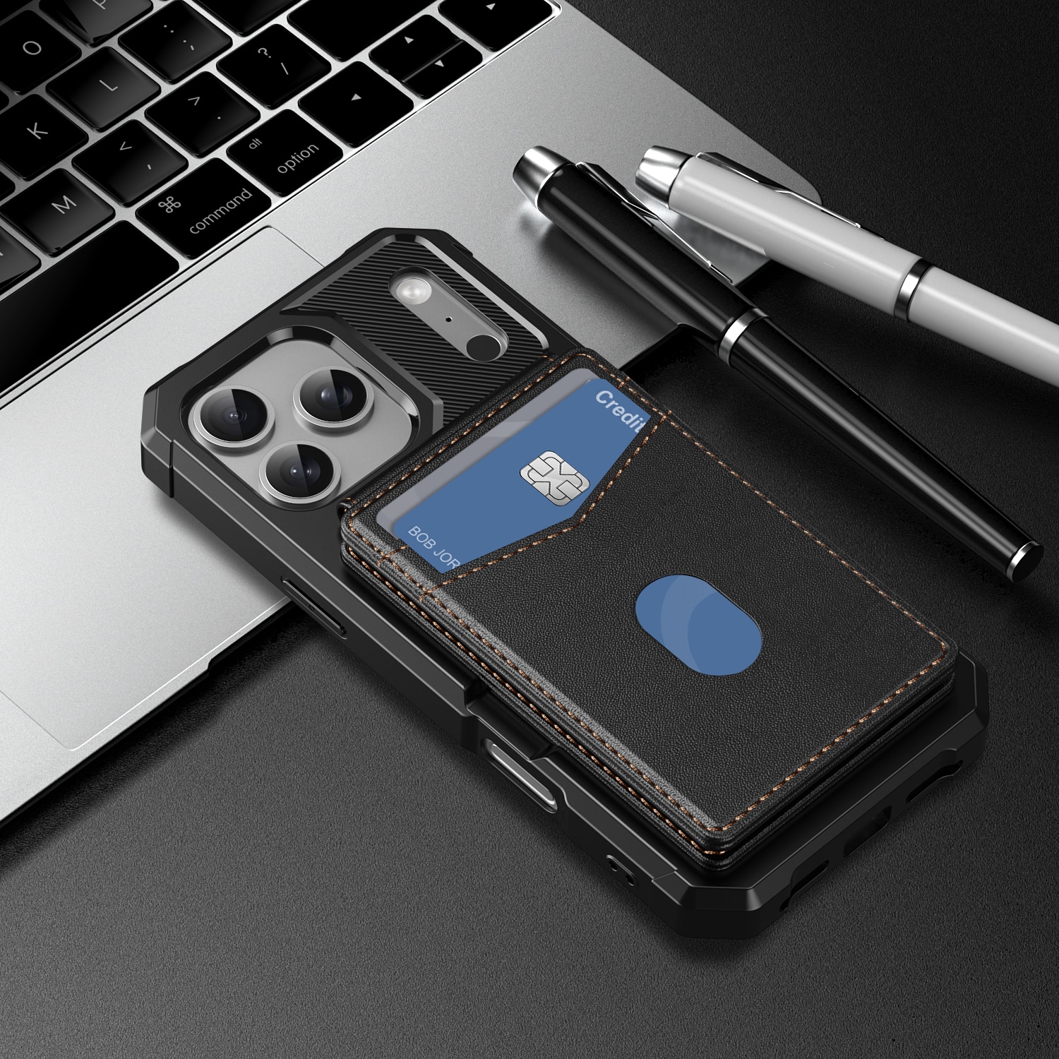 iPhone 17 Pro Max Magnetisk mobilcover med aftagelig pung, Sort