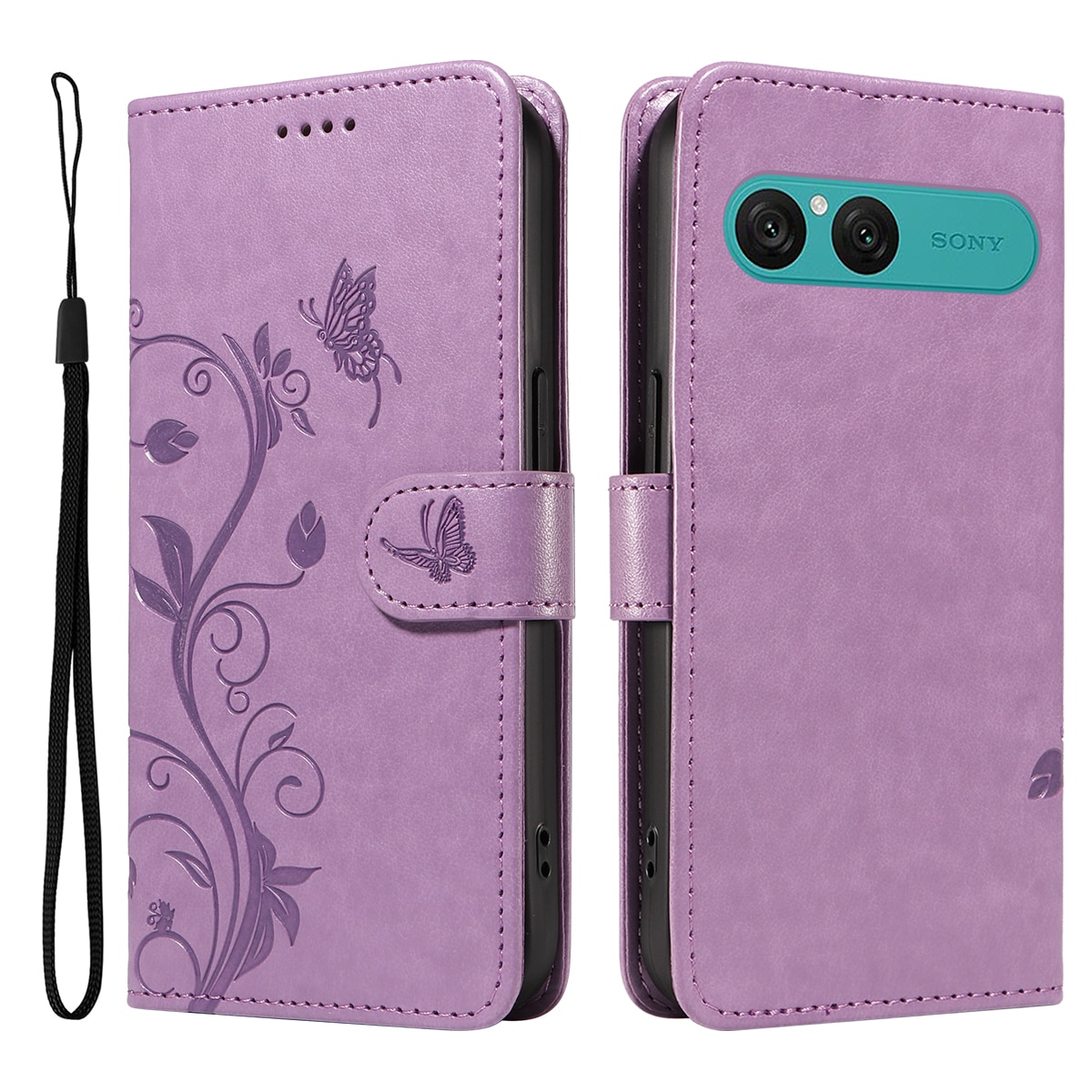 Sony Xperia 10 VII Mobiletui med sommerfugle, Lilla
