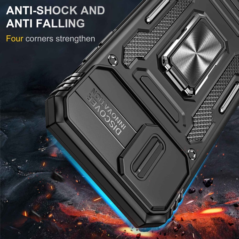 iPhone 11 Cover med kamerabeskyttelse & fingerring, Sort