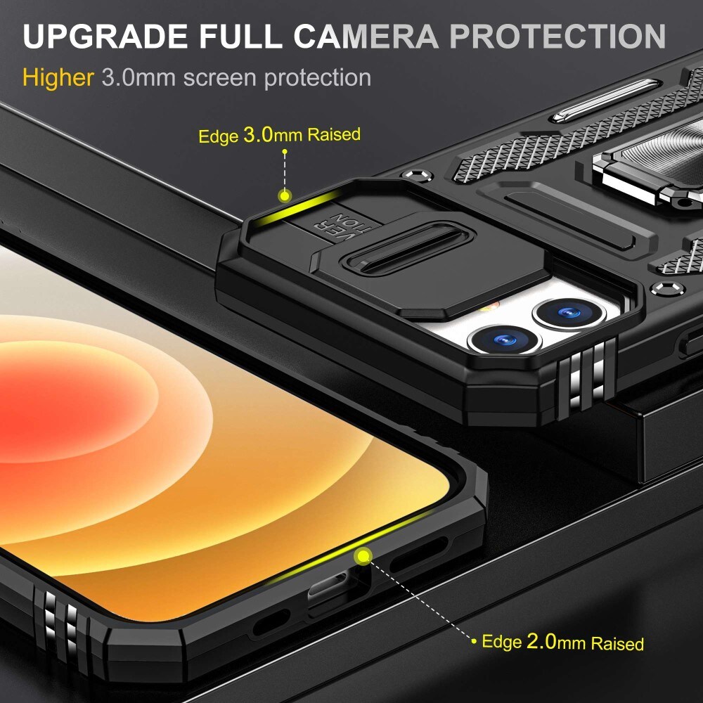 iPhone 11 Cover med kamerabeskyttelse & fingerring, Sort