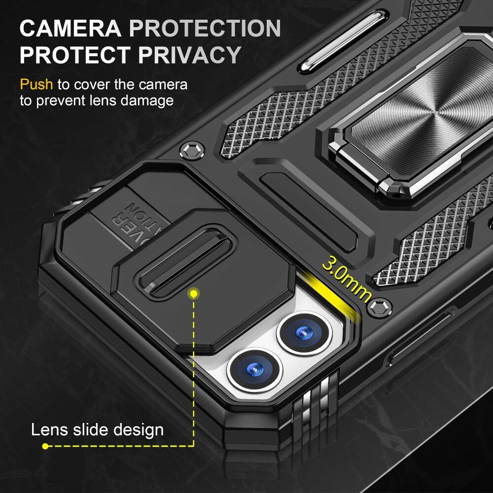 iPhone 11 Cover med kamerabeskyttelse & fingerring, Sort