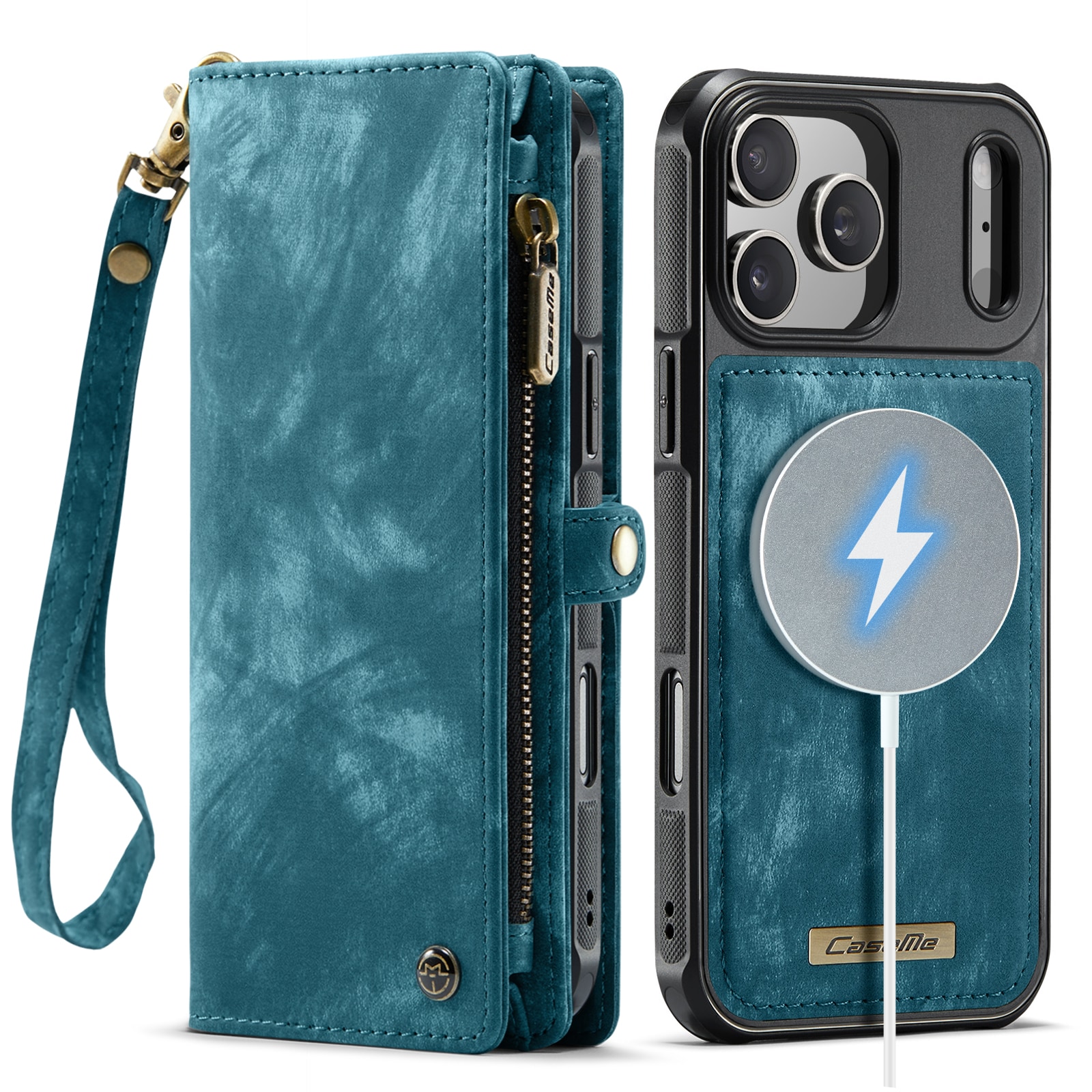 iPhone 17 Pro Rummeligt pungetui med mange kortholdere, Blå