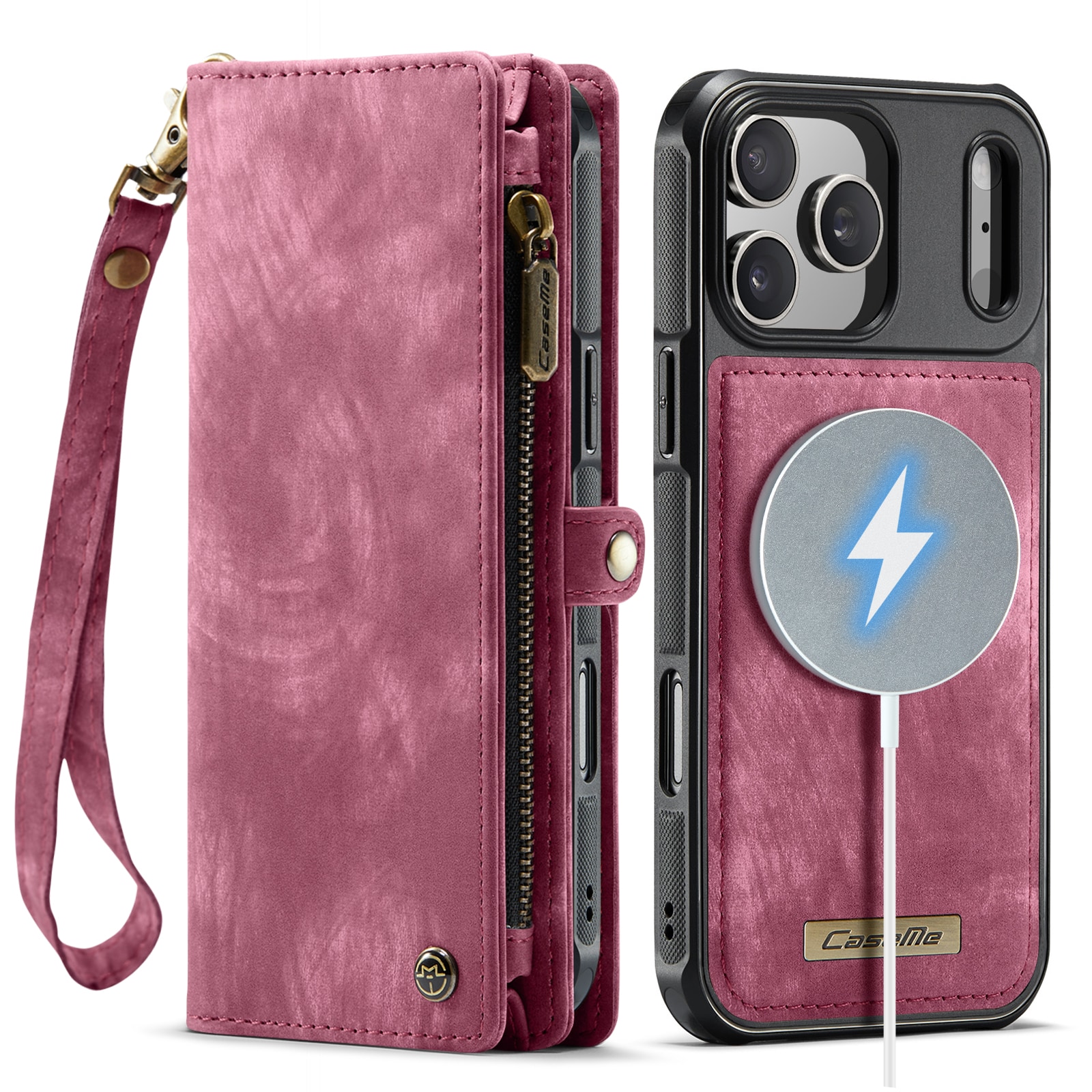 iPhone 17 Pro Rummeligt pungetui med mange kortholdere, Rød