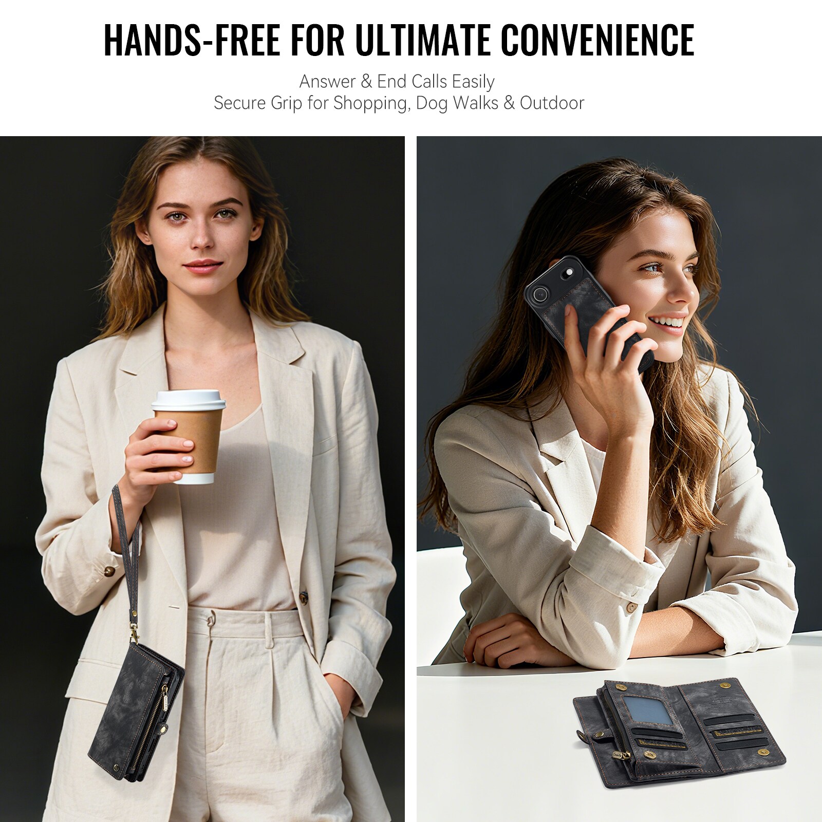 iPhone Air Rummeligt pungetui med mange kortholdere, Grå