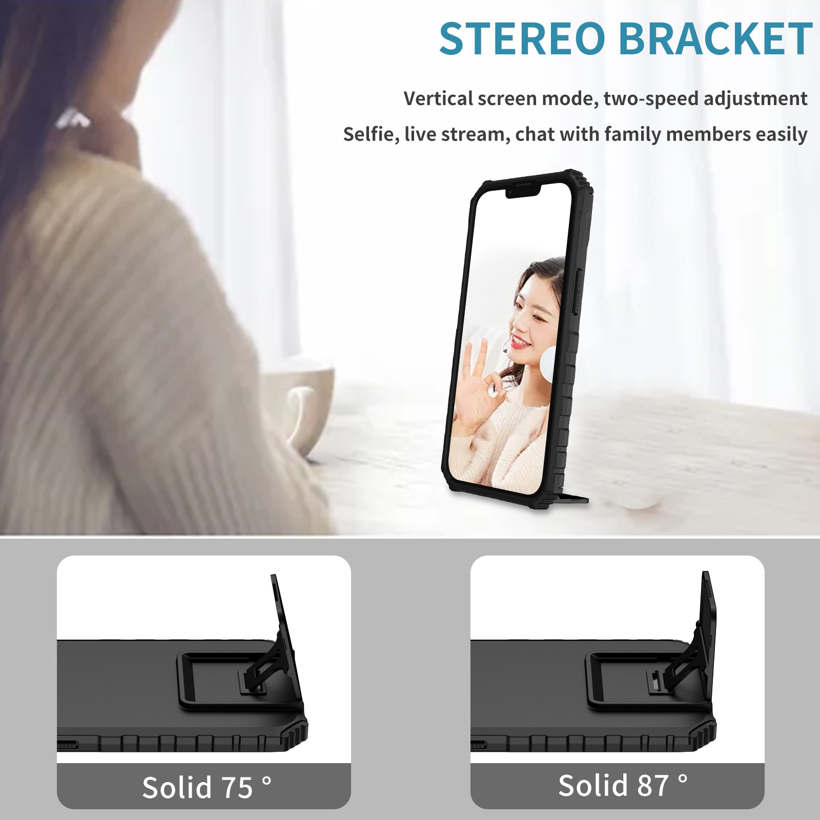 iPhone 17 Cover med Kickstand & Kamerabeskyttelse, Sort