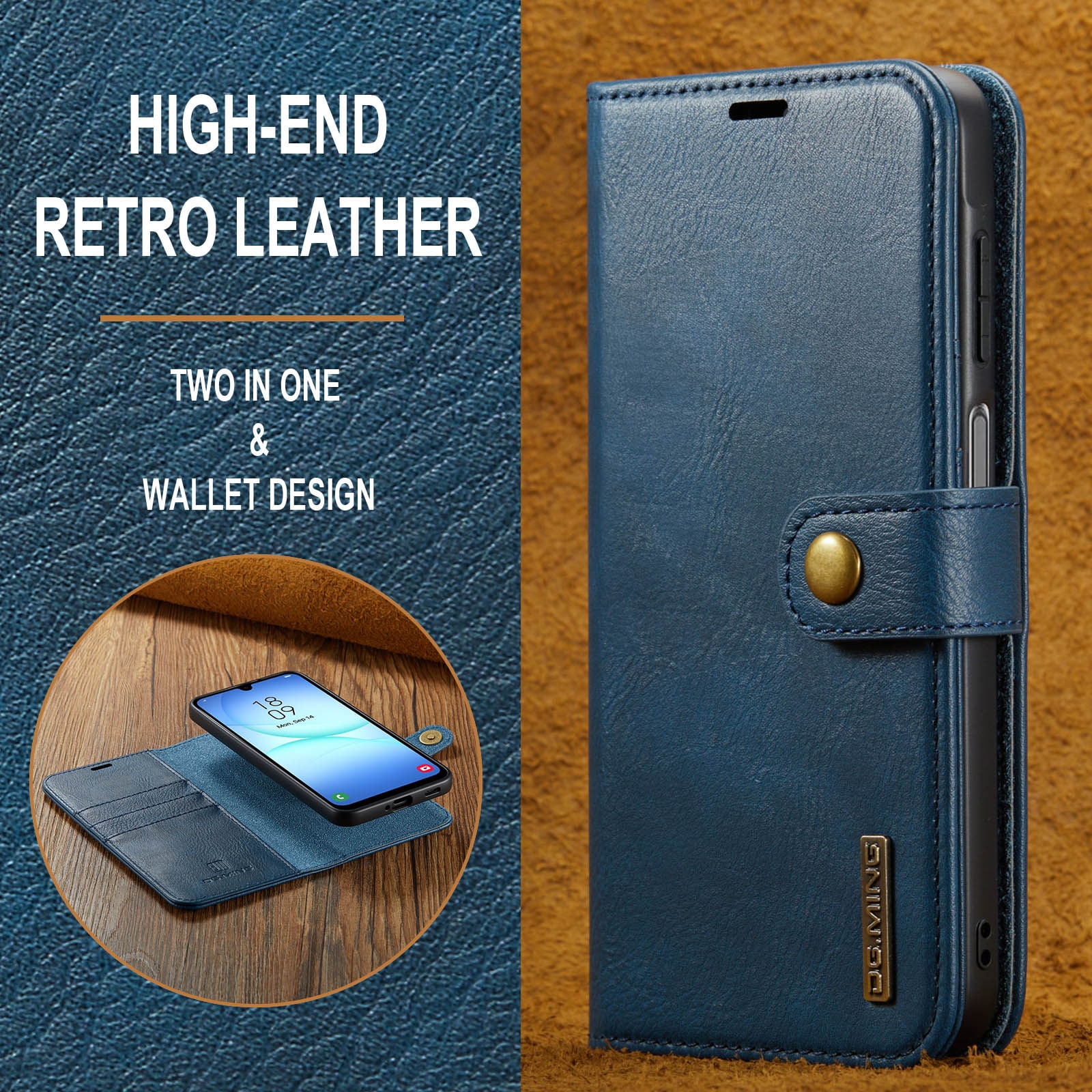 Samsung Galaxy A17 Pungetui med aftageligt cover, Blue