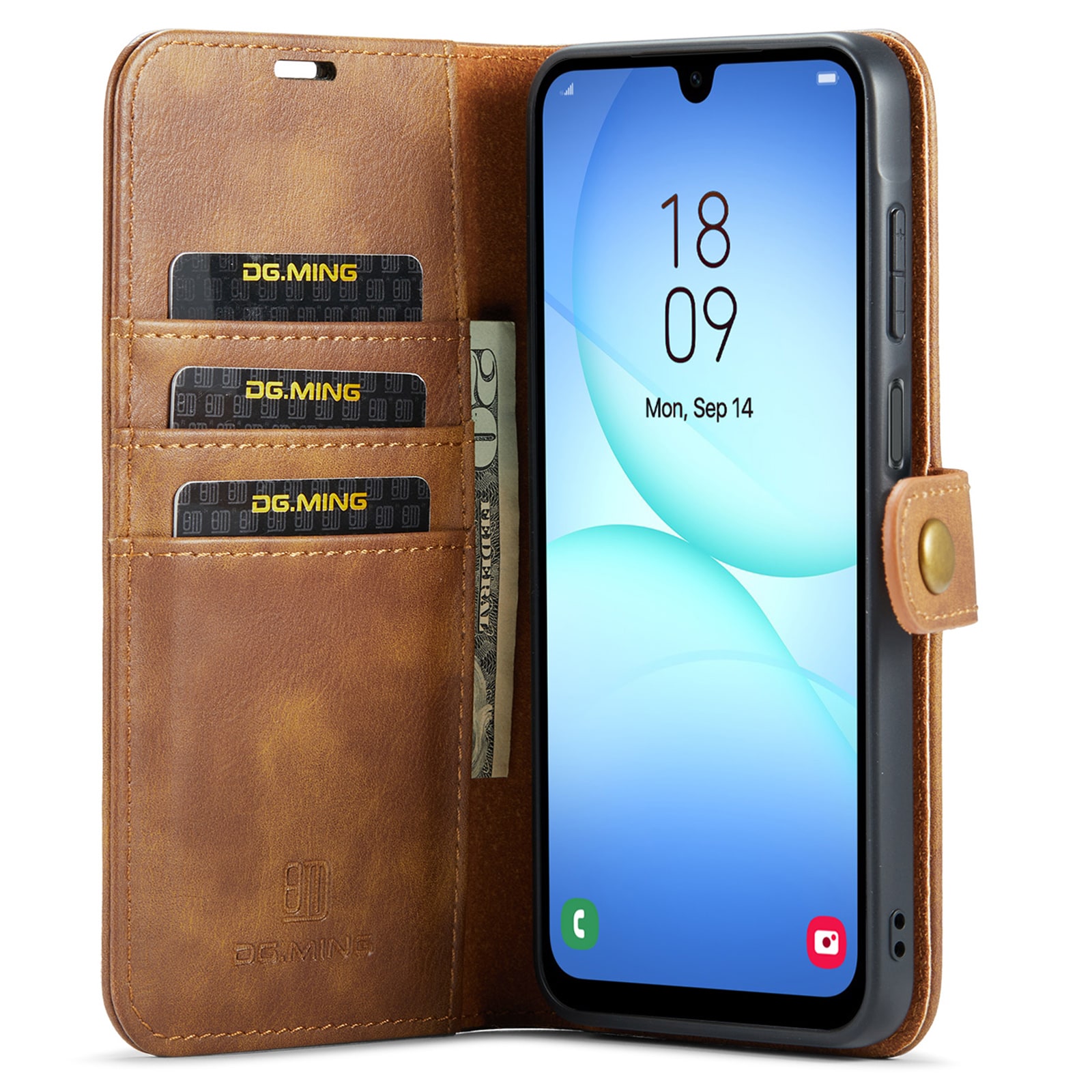 Samsung Galaxy A17 Pungetui med aftageligt cover, Cognac