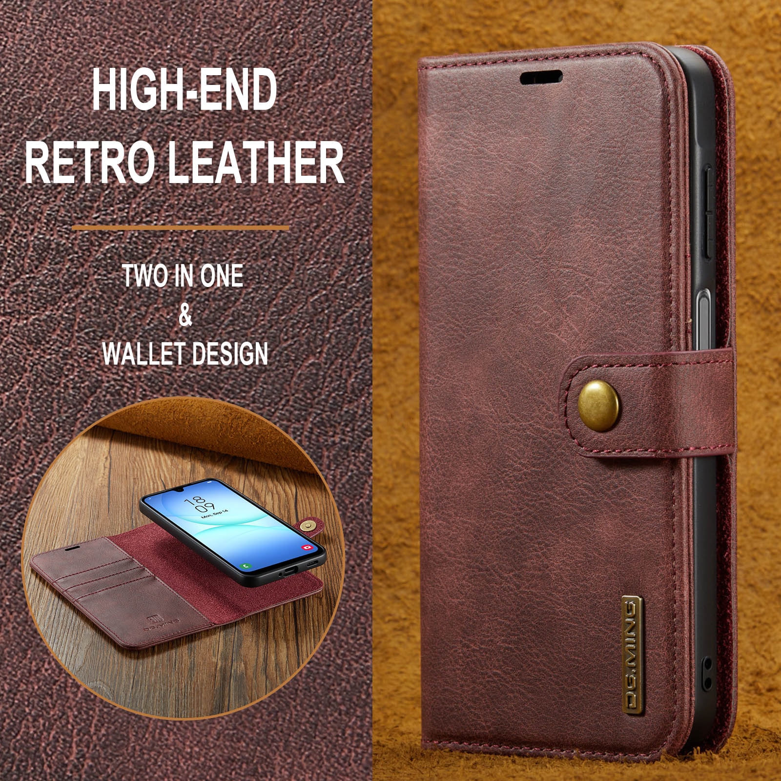 Samsung Galaxy A17 Pungetui med aftageligt cover, Red