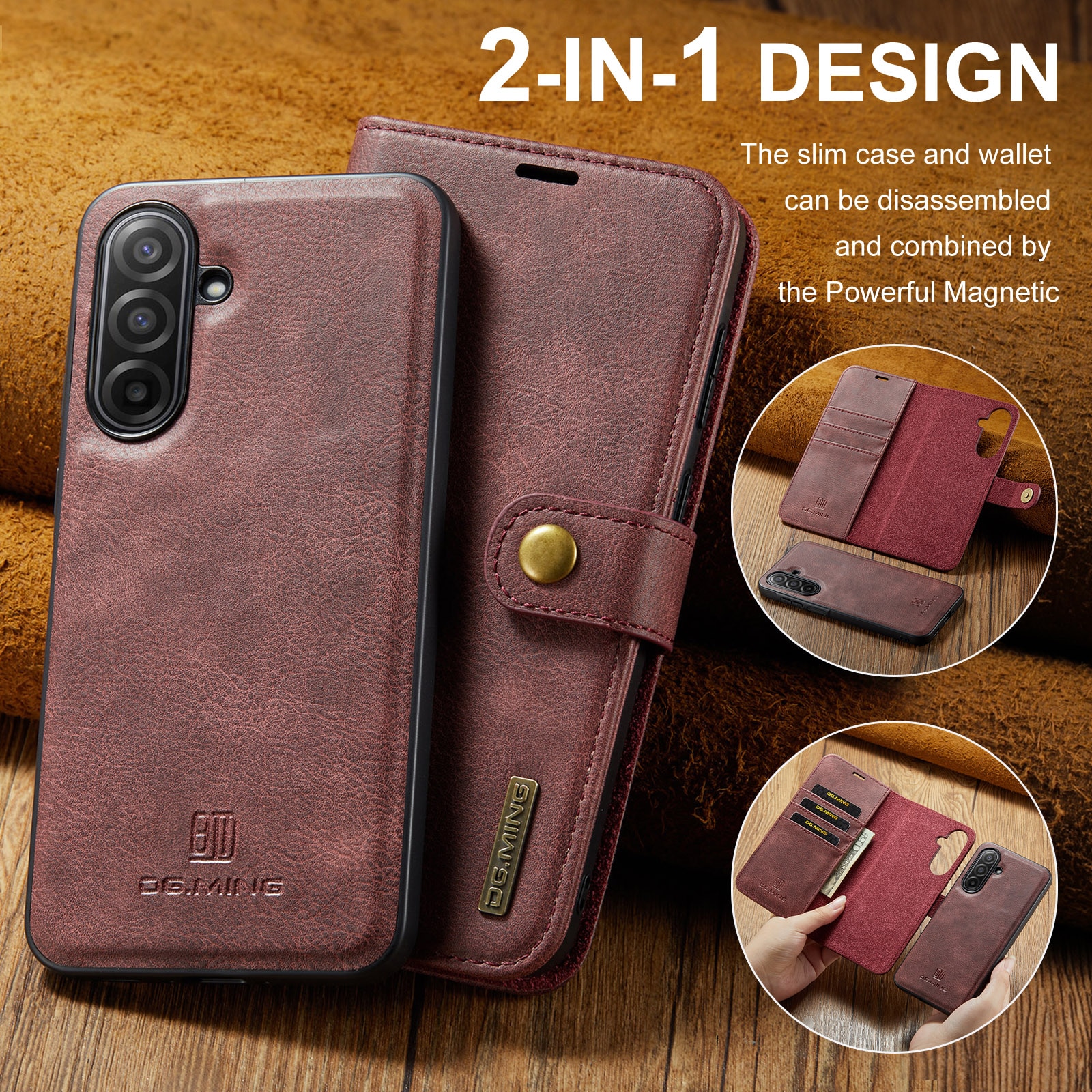 Samsung Galaxy A17 Pungetui med aftageligt cover, Red