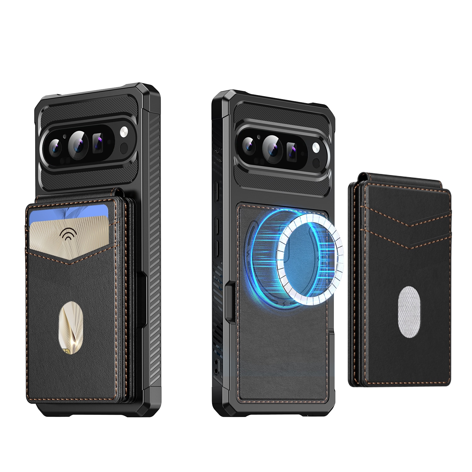 Google Pixel 10 Magnetisk mobilcover med aftagelig pung, Sort