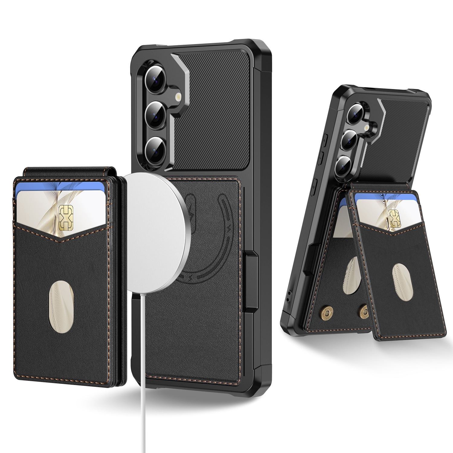 Samsung Galaxy S24 Magnetisk mobilcover med aftagelig pung, Sort