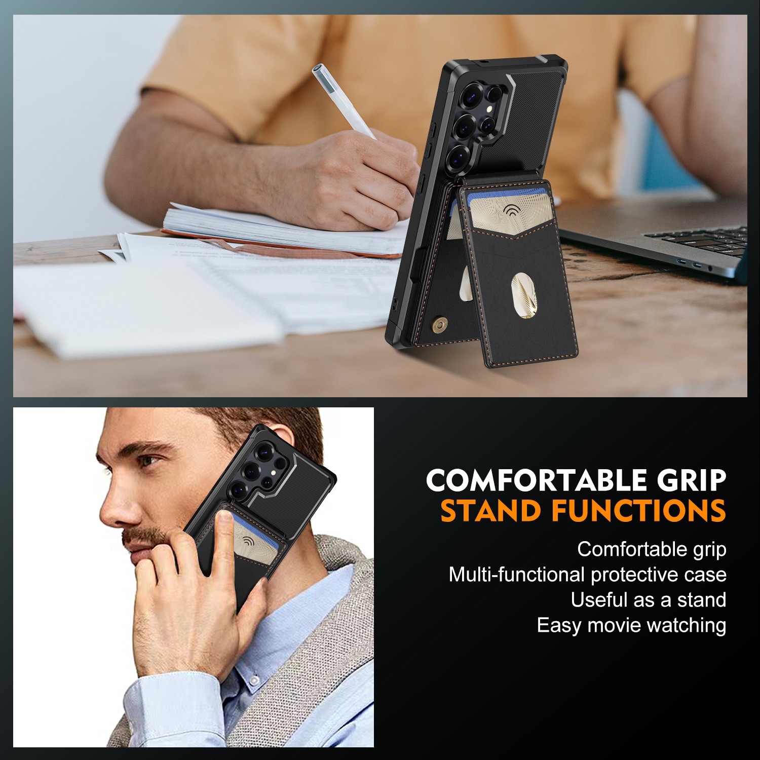 Samsung Galaxy S24 Ultra Magnetisk mobilcover med aftagelig pung, Sort