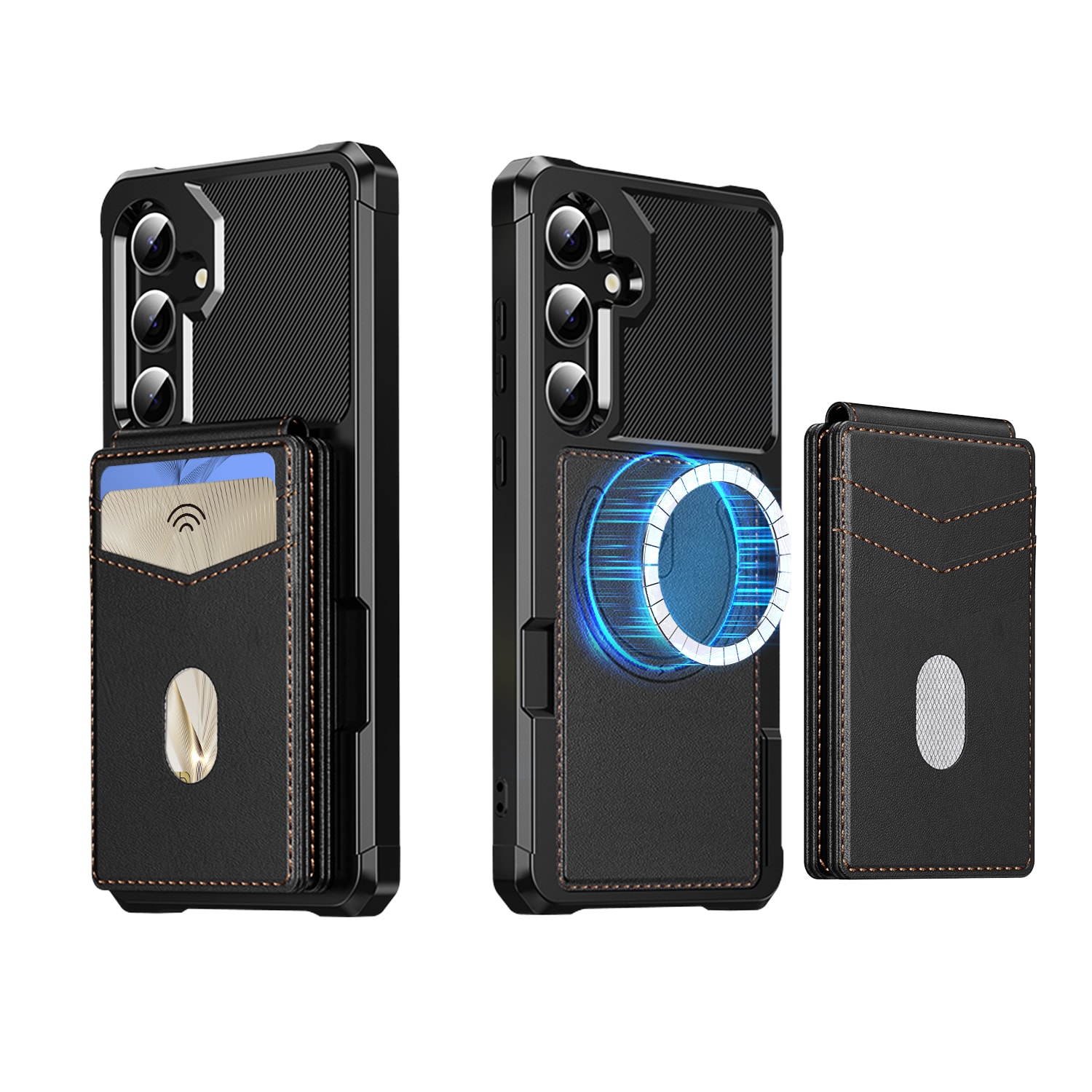 Samsung Galaxy S25 Magnetisk mobilcover med aftagelig pung, Sort