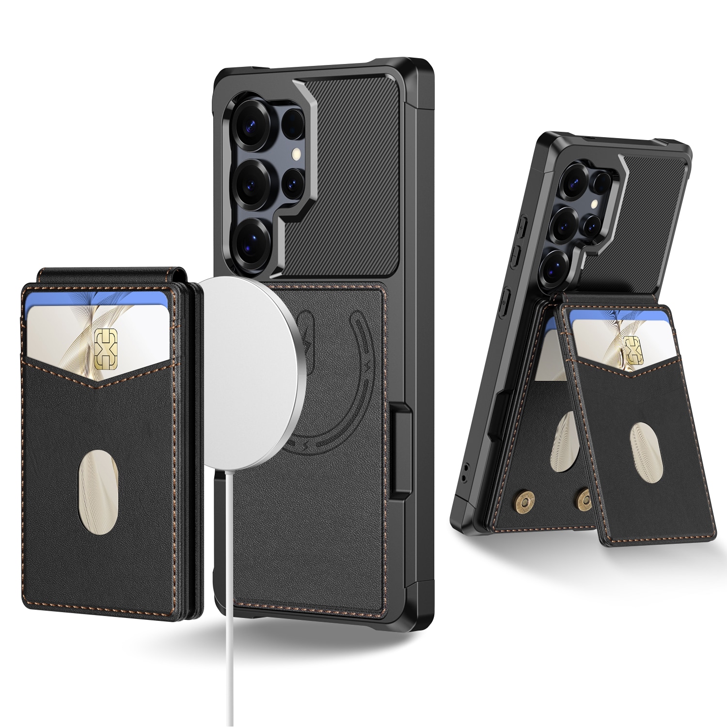 Samsung Galaxy S25 Ultra Magnetisk mobilcover med aftagelig pung, Sort