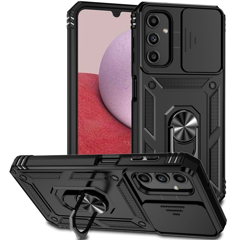 Samsung Galaxy A14 Cover med kamerabeskyttelse & fingerring, Sort