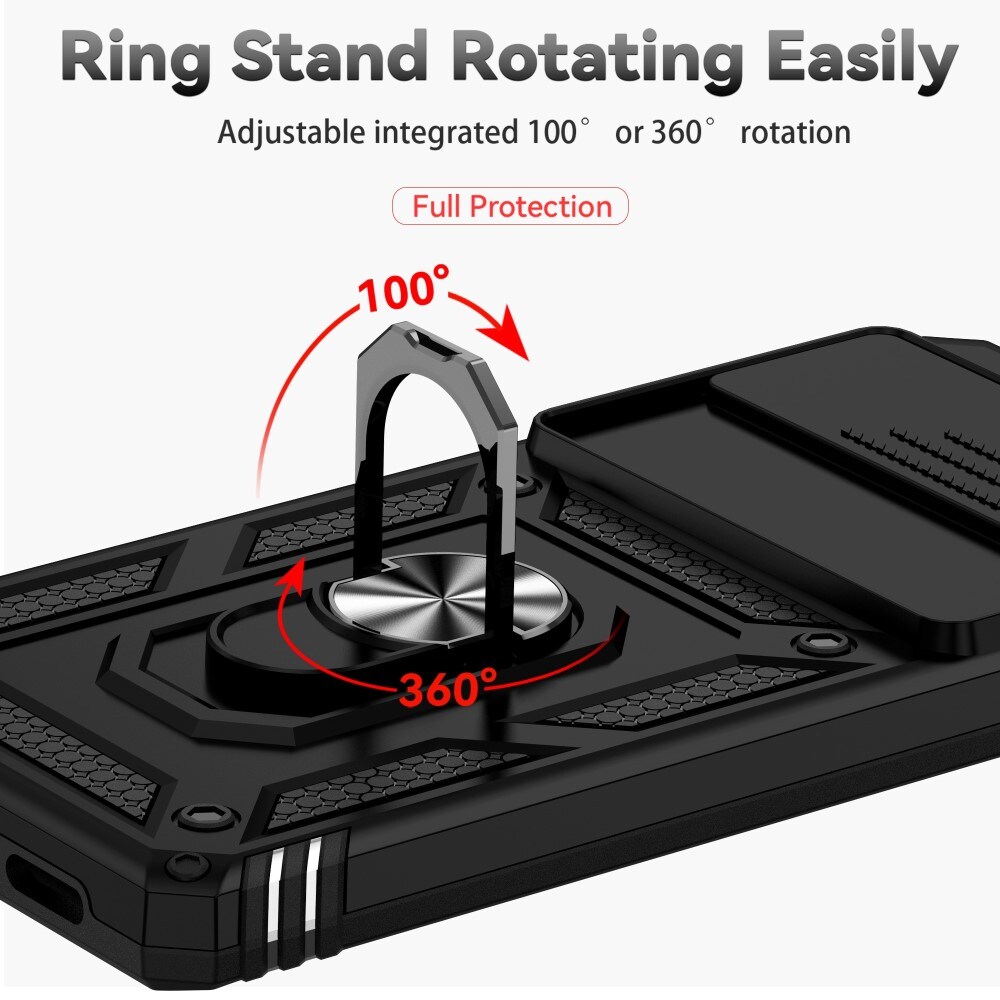 Google Pixel 7 Pro Cover med kamerabeskyttelse & fingerring, Sort