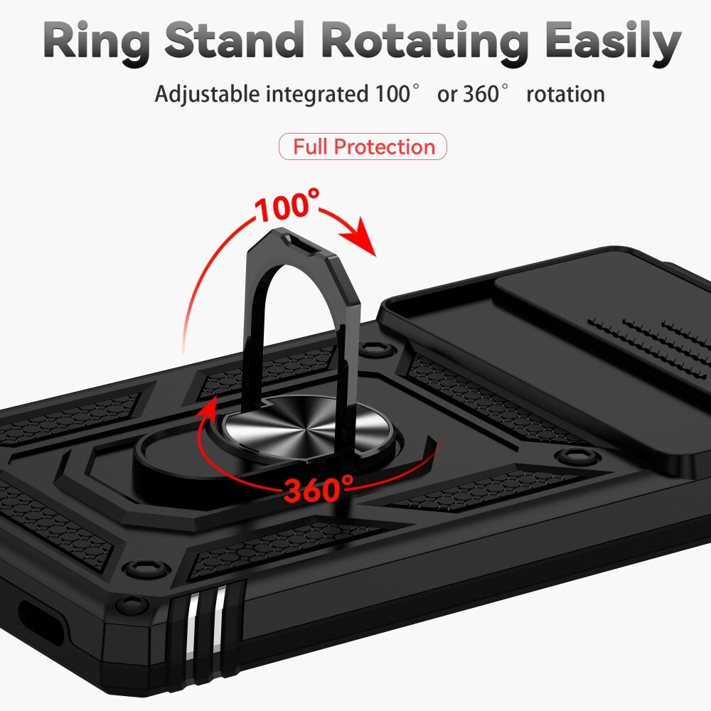 Google Pixel 6a Cover med kamerabeskyttelse & fingerring, Sort
