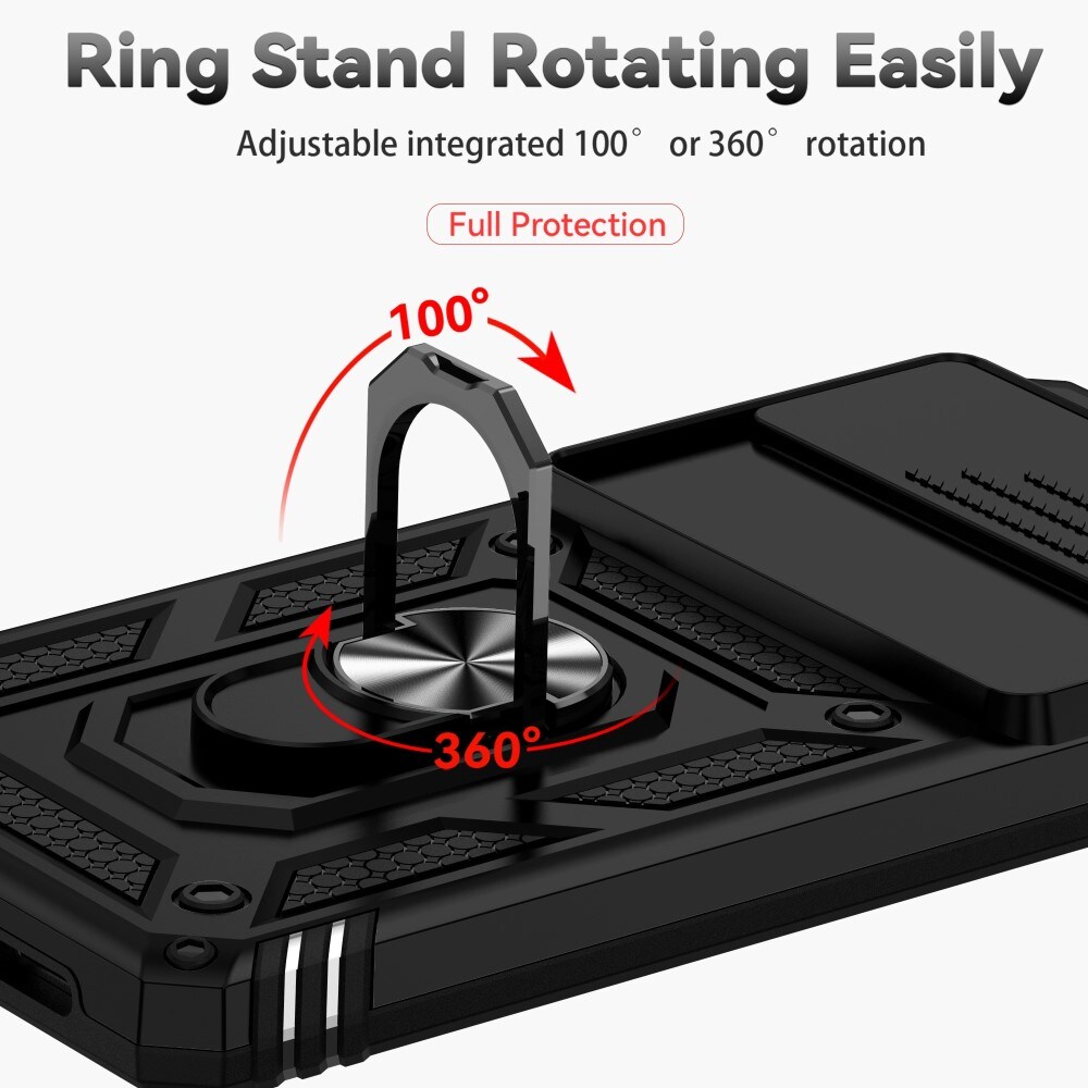 Google Pixel 7a Cover med kamerabeskyttelse & fingerring, Sort