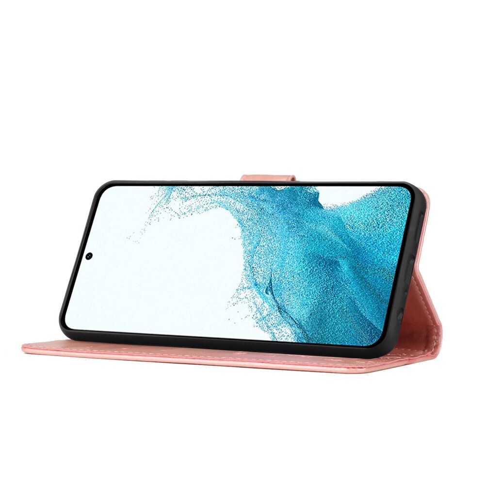 Samsung Galaxy S23 Mobiletui med sommerfugle, Lyserød guld
