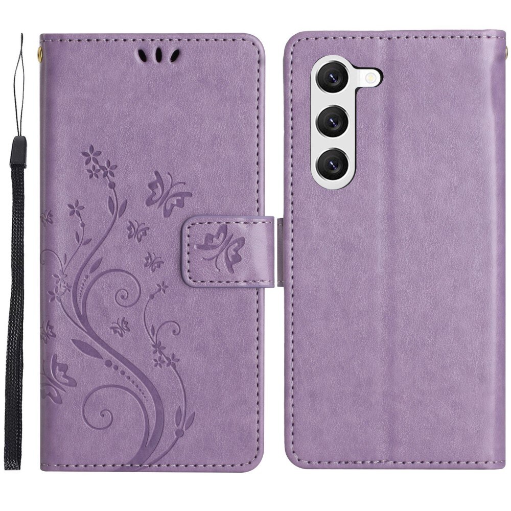 Samsung Galaxy S23 Mobiletui med sommerfugle, Lilla