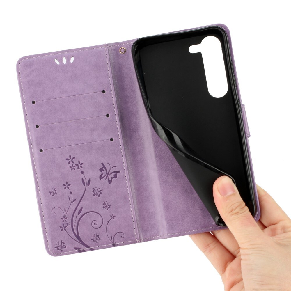 Samsung Galaxy S23 Mobiletui med sommerfugle, Lilla