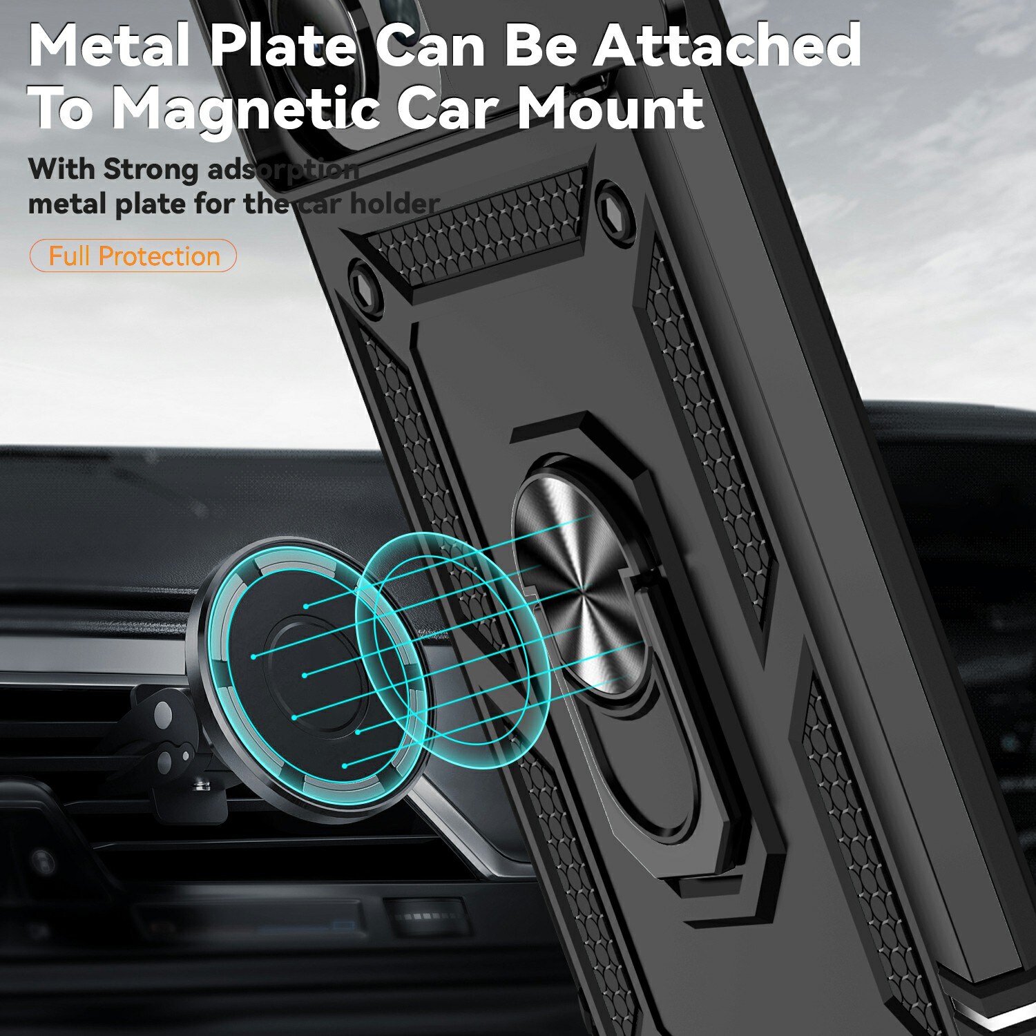 Xiaomi Redmi 15C Cover med kamerabeskyttelse & fingerring, Sort