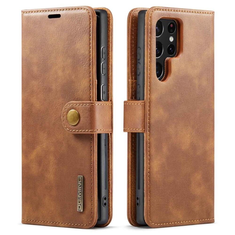 Samsung Galaxy S23 Ultra Pungetui med aftageligt cover, Cognac