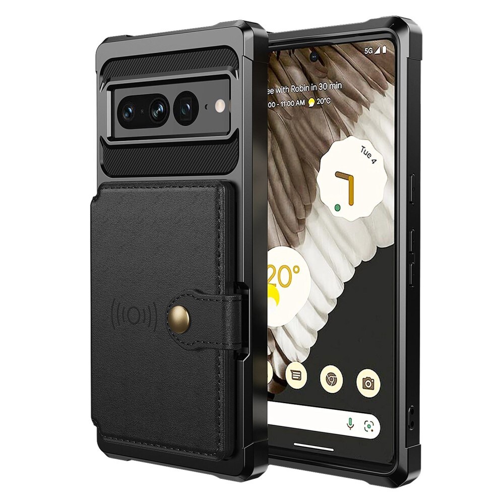 Google Pixel 7 Pro Stødsikkert mobilcover med pung, Sort
