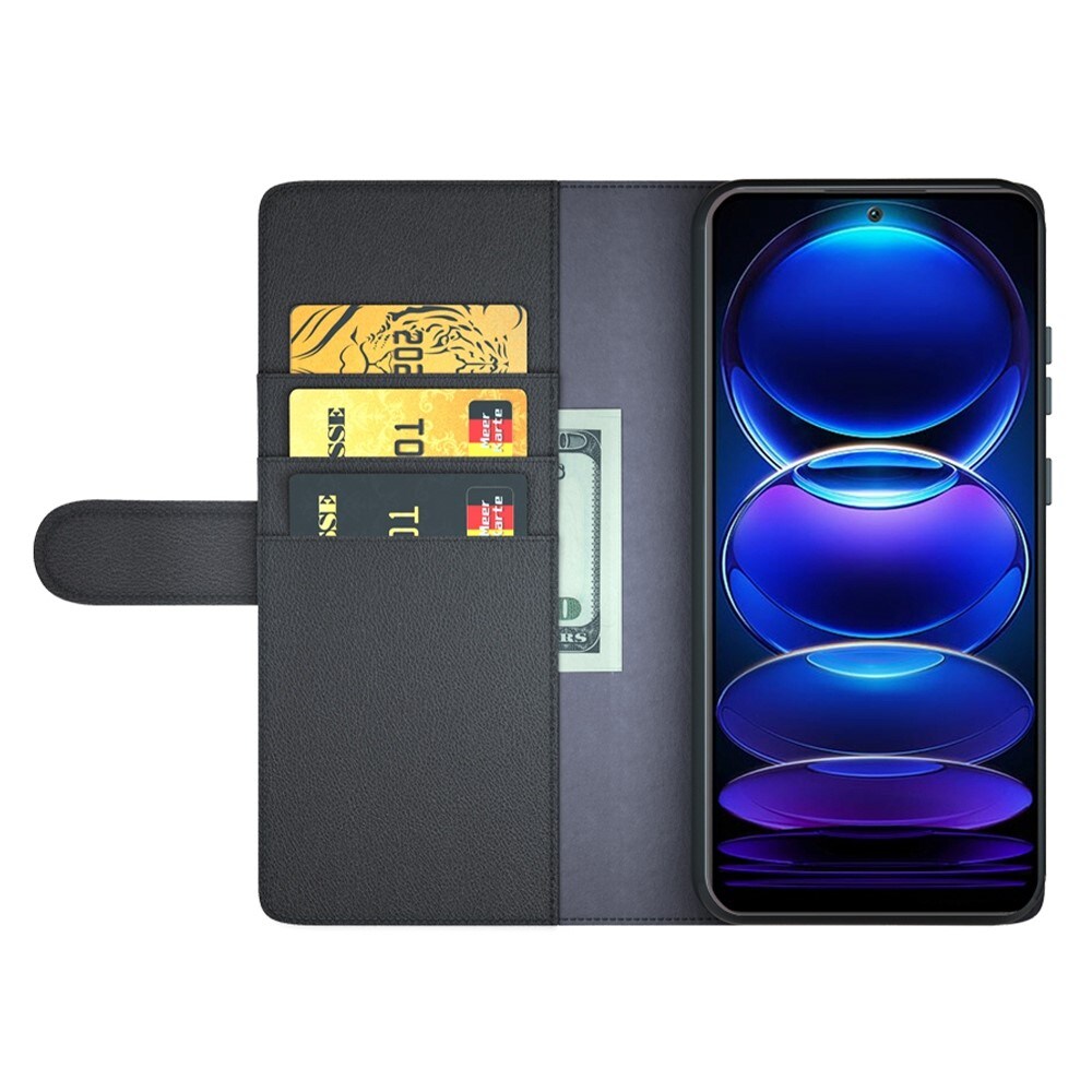 Xiaomi Redmi Note 12 Slankt mobiletui i ægte læder, Sort